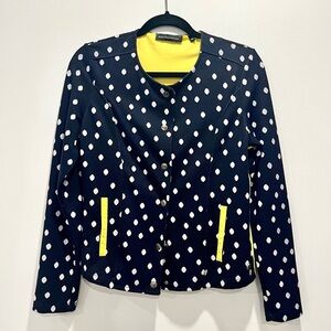 Vintage Polka Dot Black White Snap Button Long Sleeve Sweater Jacket Cardigan  6